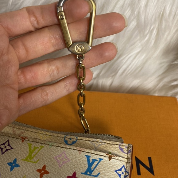 Louis Vuitton White Multicolor Pochette Cles Key Pouch - Picture 7 of 9